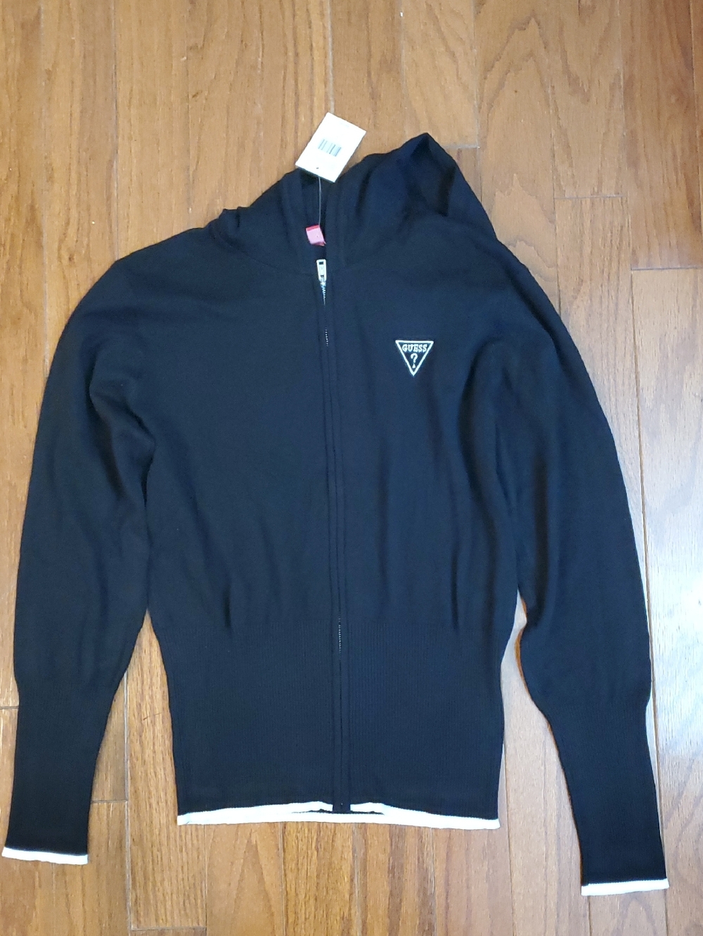 NWT Guess Women's Meran zip up sweater Black Comfy Size XL Extra Large